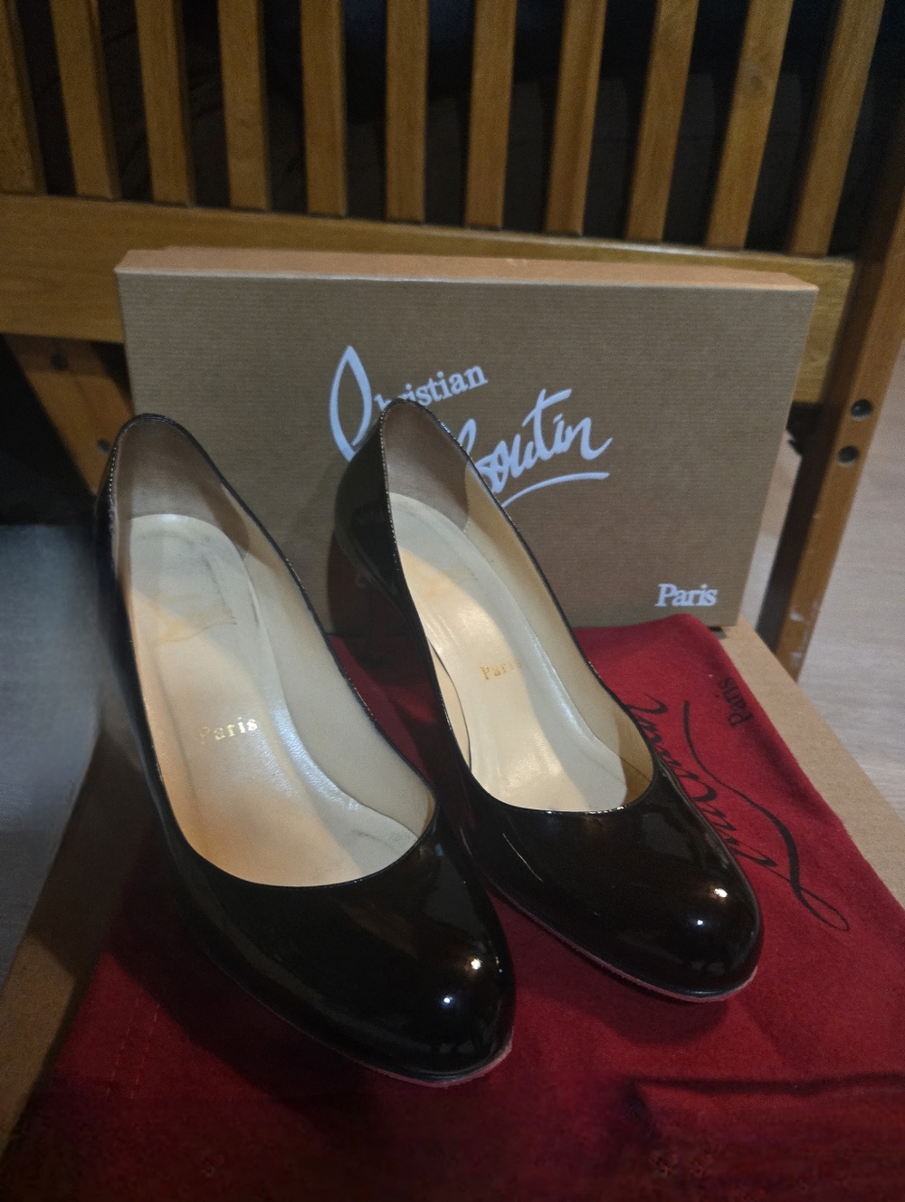 Christian Louboutin Simple Pump 70 Patent Calf Leather Round-Toe Pumps - Picture 9 of 12